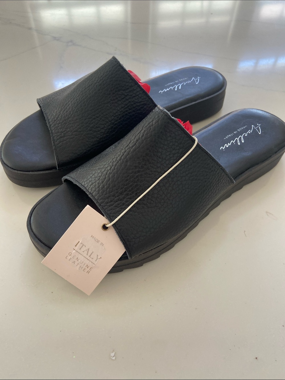 Black Slide Sandals - Contemporary Women's Leather Slides